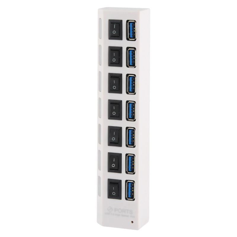 7-Port USB 3.0 Hub — SuperSpeed 5Gbps, 1TB Support, Plug & Play | Black