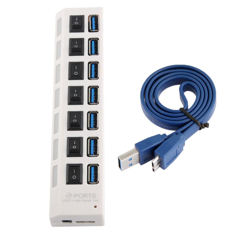 7-Port USB 3.0 Hub — SuperSpeed 5Gbps, 1TB Support, Plug & Play | Black