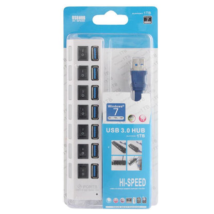 7-Port USB 3.0 Hub — SuperSpeed 5Gbps, 1TB Support, Plug & Play | Black