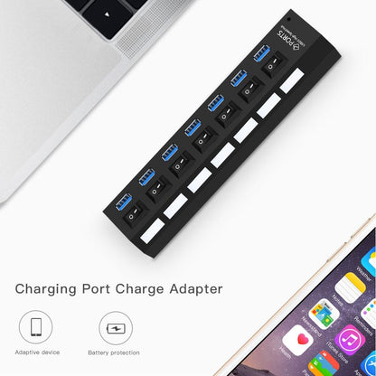 7-Port USB 3.0 Hub — SuperSpeed 5Gbps, 1TB Support, Plug & Play | Black