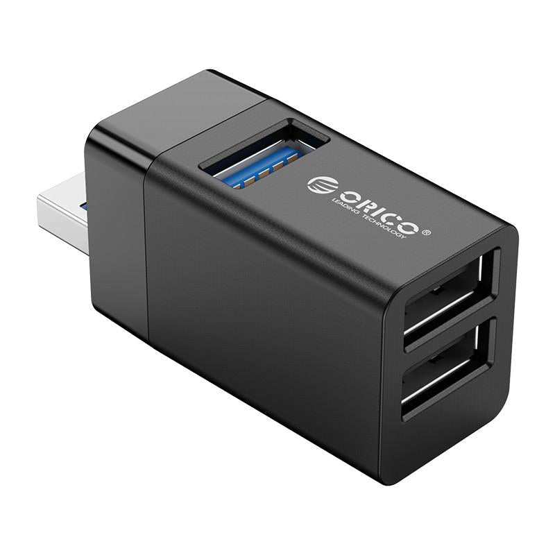 3-in-1 USB Mini Hub Adapter for Multiple Devices — Black