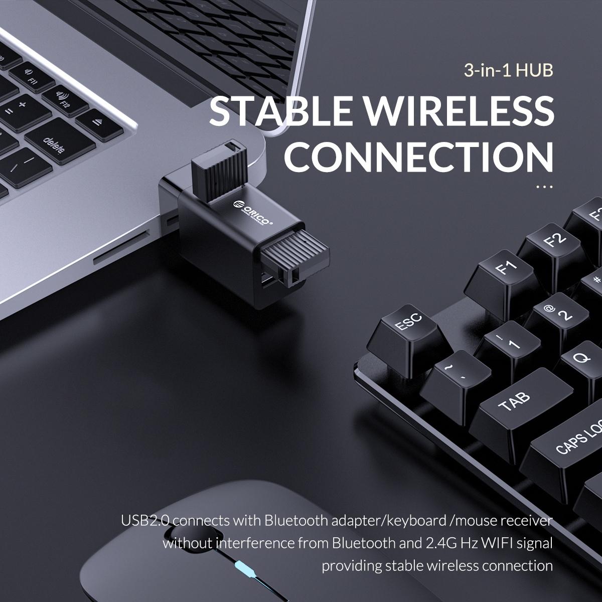 3-in-1 USB Mini Hub Adapter for Multiple Devices — Black