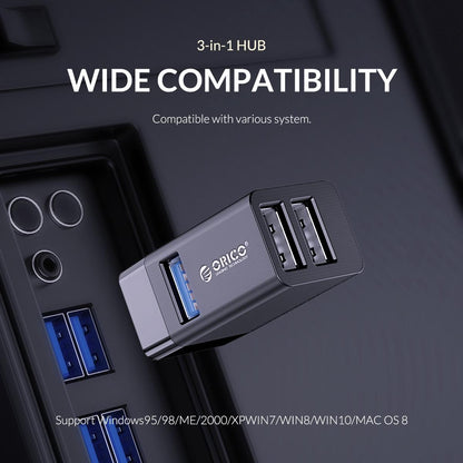 3-in-1 USB Mini Hub Adapter for Multiple Devices — Black