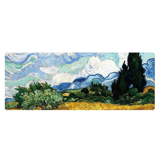 Large Desk Mouse Pad — Cypress Oil Painting Design