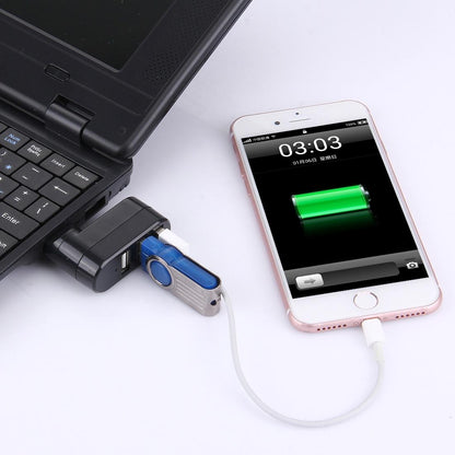 3-Port USB 2.0 Hub with 180° Rotation — Flexible Connectivity | Black