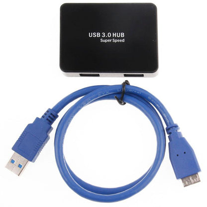 4-Port USB 3.0 Hub with 60cm Cable — Fast Data Transfer | Black