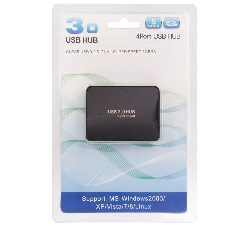 4-Port USB 3.0 Hub with 60cm Cable — Fast Data Transfer | Black