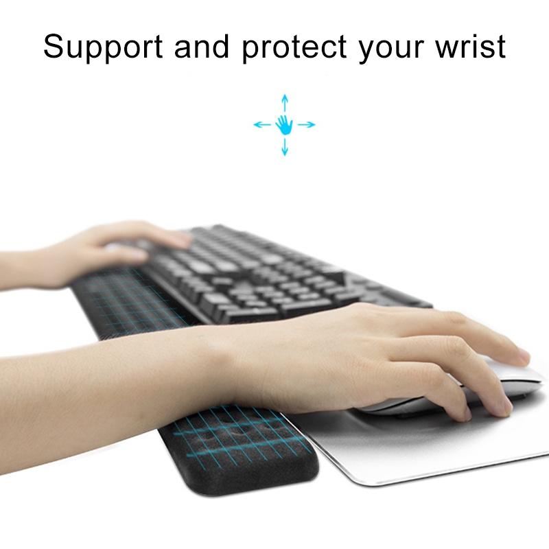 Memory Foam Keyboard Wrist Rest & Mouse Pad — Grey