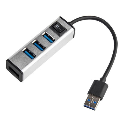 4-Port Aluminum USB 3.0 Hub with Individual Switches — Grey