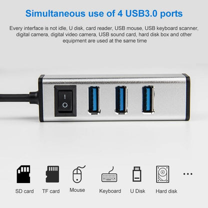 4-Port Aluminum USB 3.0 Hub with Individual Switches — Grey