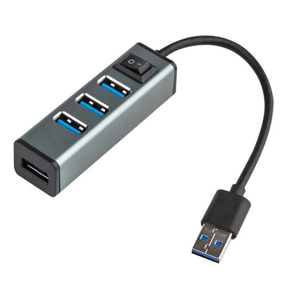 4-Port Aluminum USB 3.0 Hub with Individual Switches — Grey