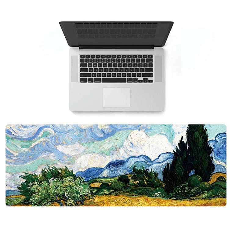 Large Desk Mouse Pad — Starry Night Oil Painting Design