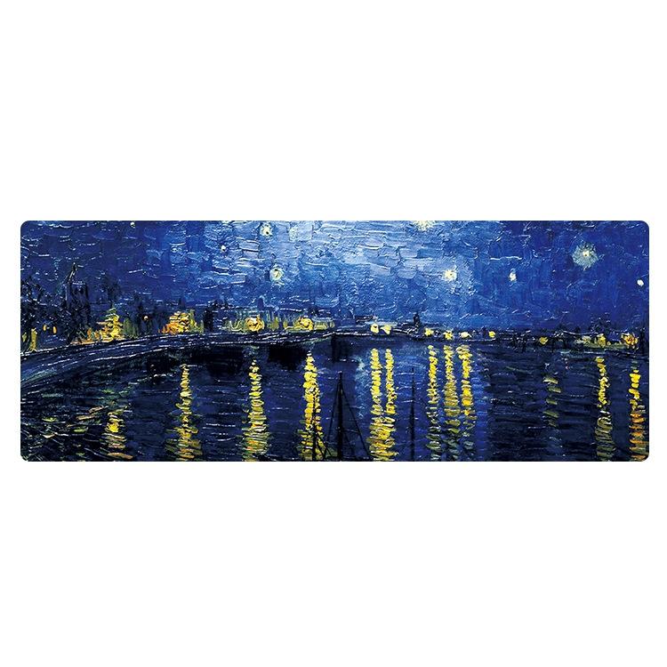 Large Desk Mouse Pad — Starry Night Oil Painting Design