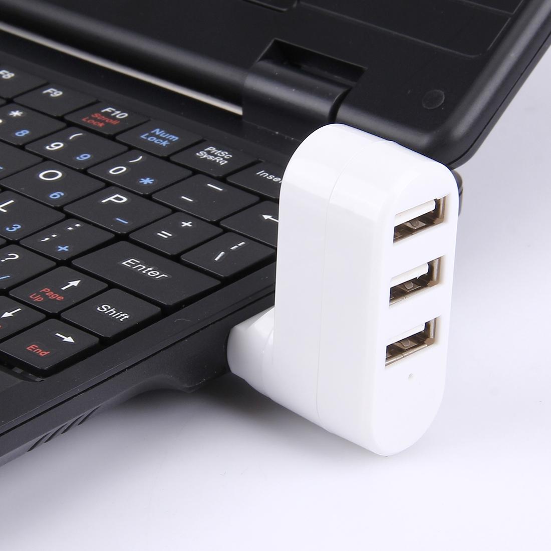 3-Port USB 2.0 Hub with 180° Rotation — Flexible Connectivity | White