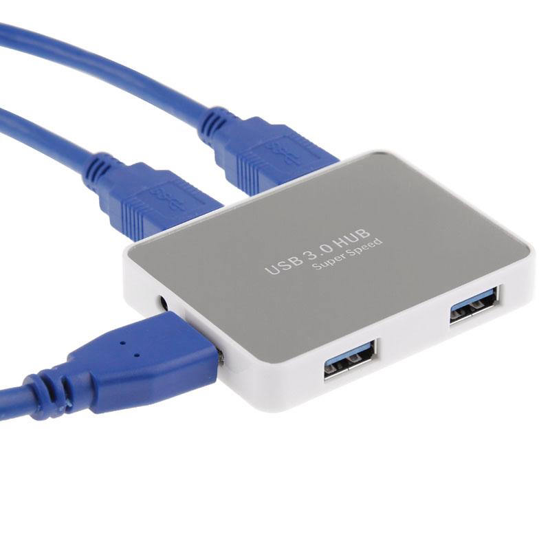 4-Port USB 3.0 Hub with 60cm Cable — Fast Data Transfer | White