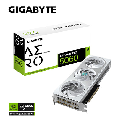 Gigabyte GeForce RTXâ„¢ 5060 AERO OC 8G, 2595 MHz, CUDA 3840, 28 Gbps, GDDR7,  128 bit, PCI-E 5.0, PSU 500W, DisplayPort 2.1b *3 HDMI 2.1b x1
