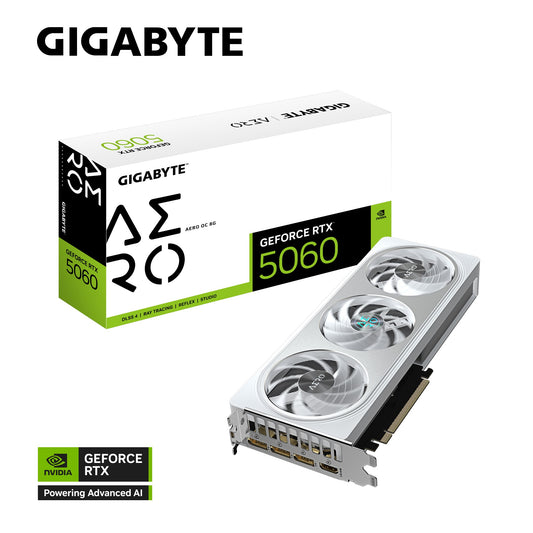 Gigabyte GeForce RTXâ„¢ 5060 AERO OC 8G, 2595 MHz, CUDA 3840, 28 Gbps, GDDR7,  128 bit, PCI-E 5.0, PSU 500W, DisplayPort 2.1b *3 HDMI 2.1b x1