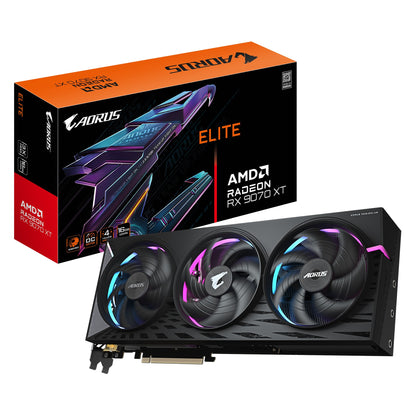 Gigabyte AORUS Radeonâ„¢ RX 9070 XT ELITE 16G, 20 Gbps, GDDR6, 256 bit, PCI-E 5.0, DirectX 12 API, PSU 850W, 8 pin*3, DisplayPort 2.1a *2 HDMI 2.1b *2