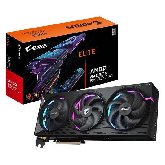 Gigabyte AORUS Radeonâ„¢ RX 9070 XT ELITE 16G, 20 Gbps, GDDR6, 256 bit, PCI-E 5.0, DirectX 12 API, PSU 850W, 8 pin*3, DisplayPort 2.1a *2 HDMI 2.1b *2
