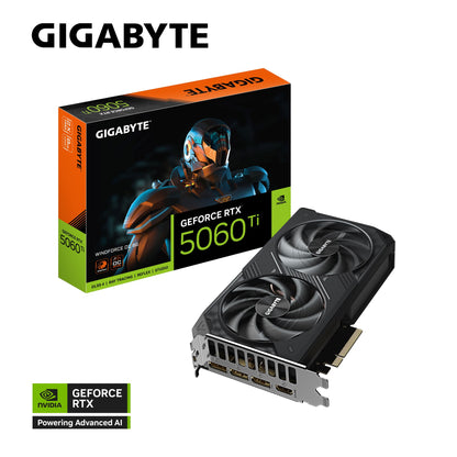 Gigabyte GeForce RTXâ„¢ 5060 Ti WINDFORCE OC 8G, 2587 MHz, CUDA 4608, 28 Gbps, GDDR7, 128 bit, PCI-E 5.0, PSU 650W, DisplayPort 2.1b *3 HDMI 2.1b *1