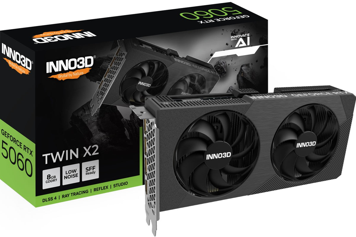 INNO3D nVidia GeForce RTX 5060 TWIN X2 V2  8GB GDDR7, 2497MHz Boost Clock, RAM 28Gbps, 3xDP, 1xHDMI 225x116x41mm