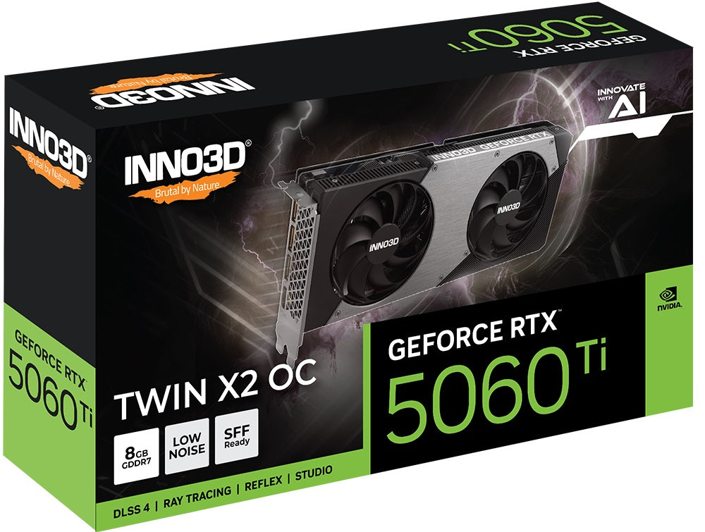 INNO3D nVidia GeForce RTX 5060 Ti TWIN X2 OC 8GB GDDR7, 2602MHz Boost Clock, RAM 28Gbps, 3xDP, 1xHDMI