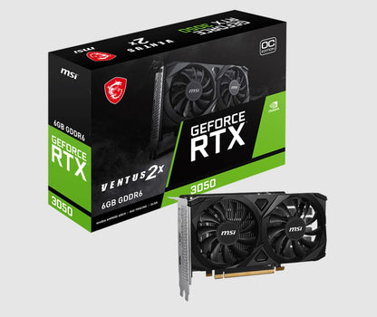 MSI nVidia GeForce RTXâ„¢ 3050 VENTUS 2X E 6G OC, Boost: 1492 MHz, CUDA 2304 Units, 6GB GDDR6, HDMIâ„¢ x 2