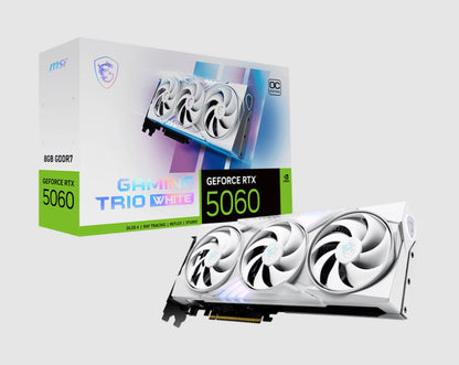 MSI nVidia GeForce RTX 5060 8G GAMING TRIO OC WHITE, PCI ExpressÂ® Gen 5 x16, Boost: 2625 MHz, CUDA 3840 Units, 8GB GDDR7, HDMIâ„¢ x 1