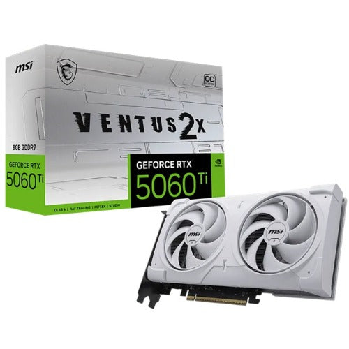 MSI nVidia GeForce RTX™ 5060 Ti 8G VENTUS 2X OC WHITE PLUS, PCI Express® Gen 5 x16, Boost: 2602 MHz, CUDA 4608 Units, 8GB GDDR7, HDMI x 1