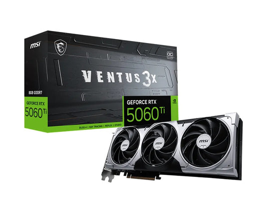 MSI nVidia GeForce RTX™ 5060 Ti 8G VENTUS 3X OC, PCI Express® Gen 5 x 16, Boost: 2602 MHz, CUDA 4608 Units, 8GB GDDR7, HDMI™ x 1