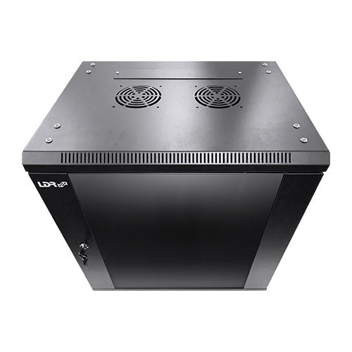 LDR Assembled 9U Wall Mount Cabinet (600mm x 450mm) Glass Door - Black Metal Con image 1