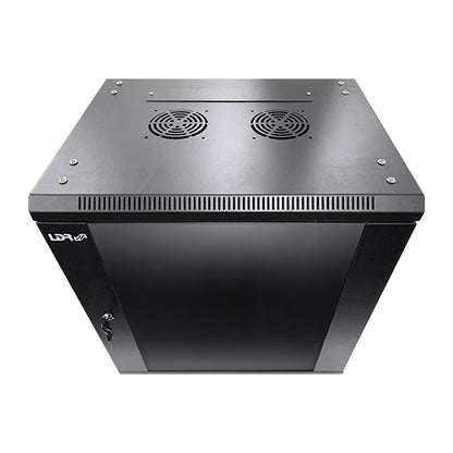 LDR Assembled 9U Wall Mount Cabinet (600mm x 450mm) Glass Door - Black Metal Con image 1
