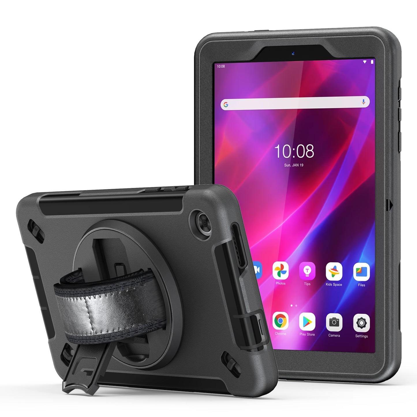 Generic Rugged Lenovo Tab M8 (4th Gen) (8') (TB-300) Case Black - Built-in-Kicks image 0