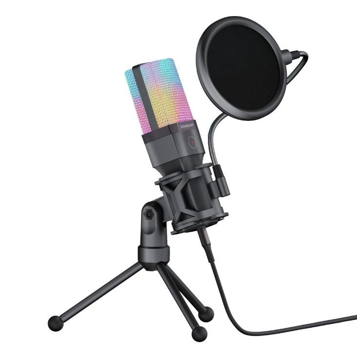 Simplecom UM650 USB Cardioid Condenser Microphone Gaming RGB Lights with Tripod image 1