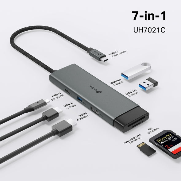 TP-Link UH7021C USB Type-C 7-in-1 Hub Powerful 100W Fast Charging, 5 Gbps SuperS image 1