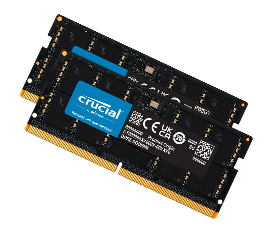 Crucial 16GB (2x8GB) DDR5 SODIMM 4800MHz C40 1.1V Laptop Laptop Memory image 0