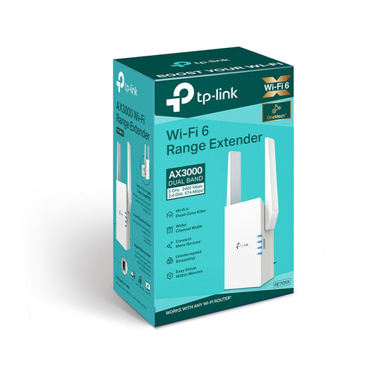 TP-Link RE705X AX3000 Mesh WiFi 6 Extender 574Mbps@2.4GHz 2402Mbps@5GHz, 1x Giga image 0