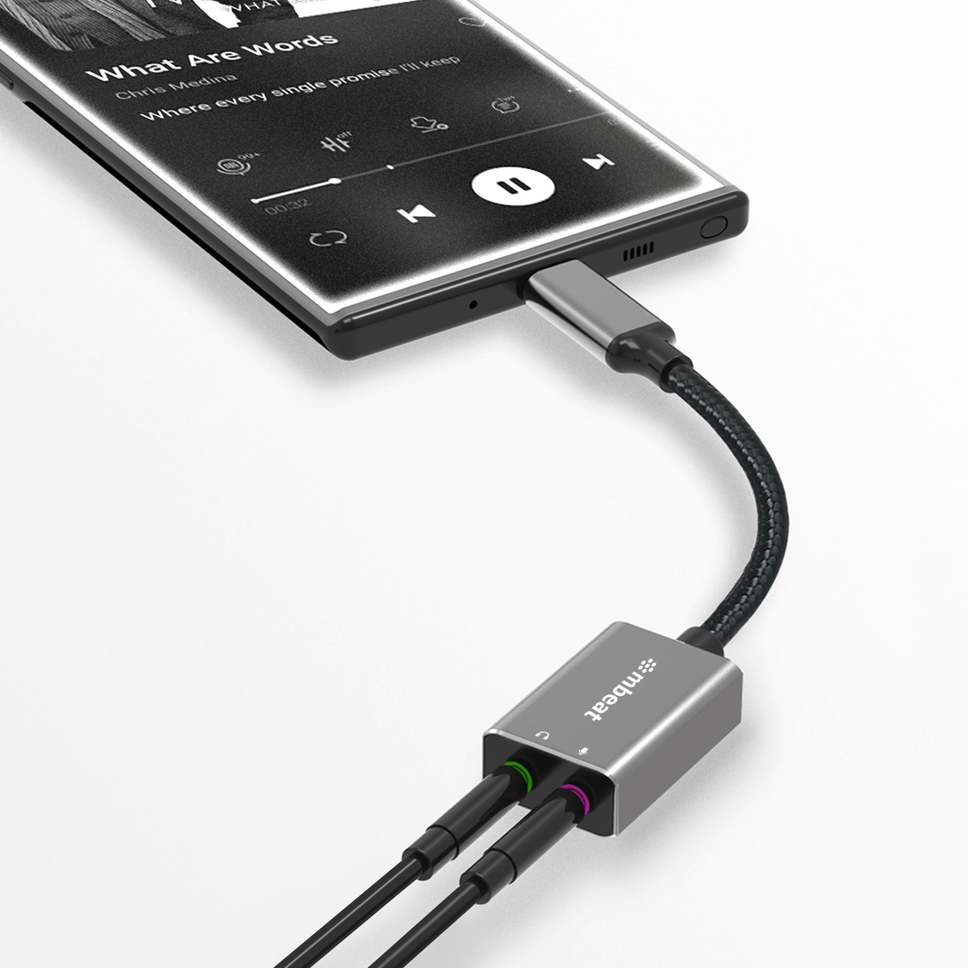 mbeat Elite USB-C to 3.5mm Audio and Microphone Adapter -  Adds Headphone Audio image 2