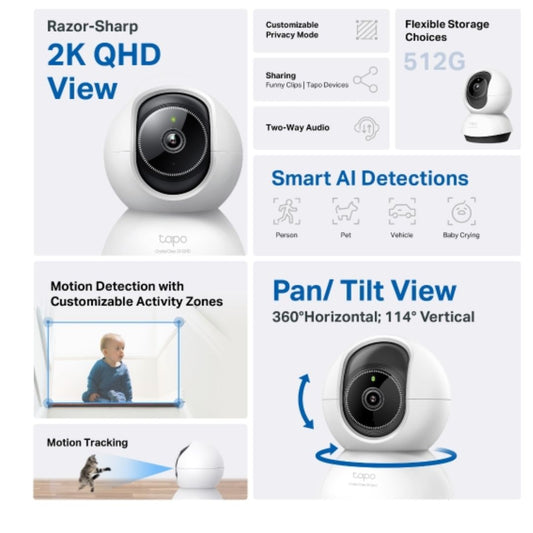 TP-Link TC72 Pan/Tilt AI Home Security Wi-Fi Camera image 1