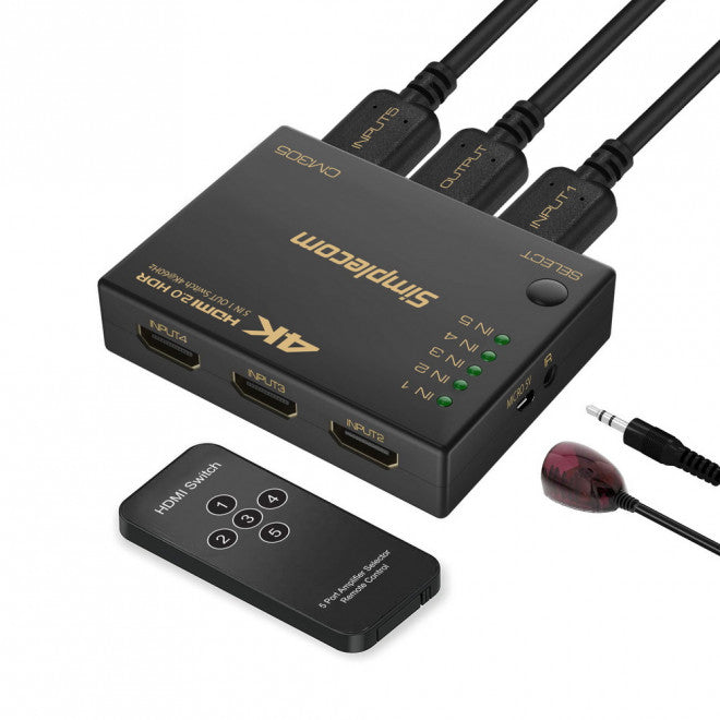 Simplecom CM305 Ultra HD 5 Way HDMI Switch 5 IN 1 OUT Splitter 4K@60Hz image 0