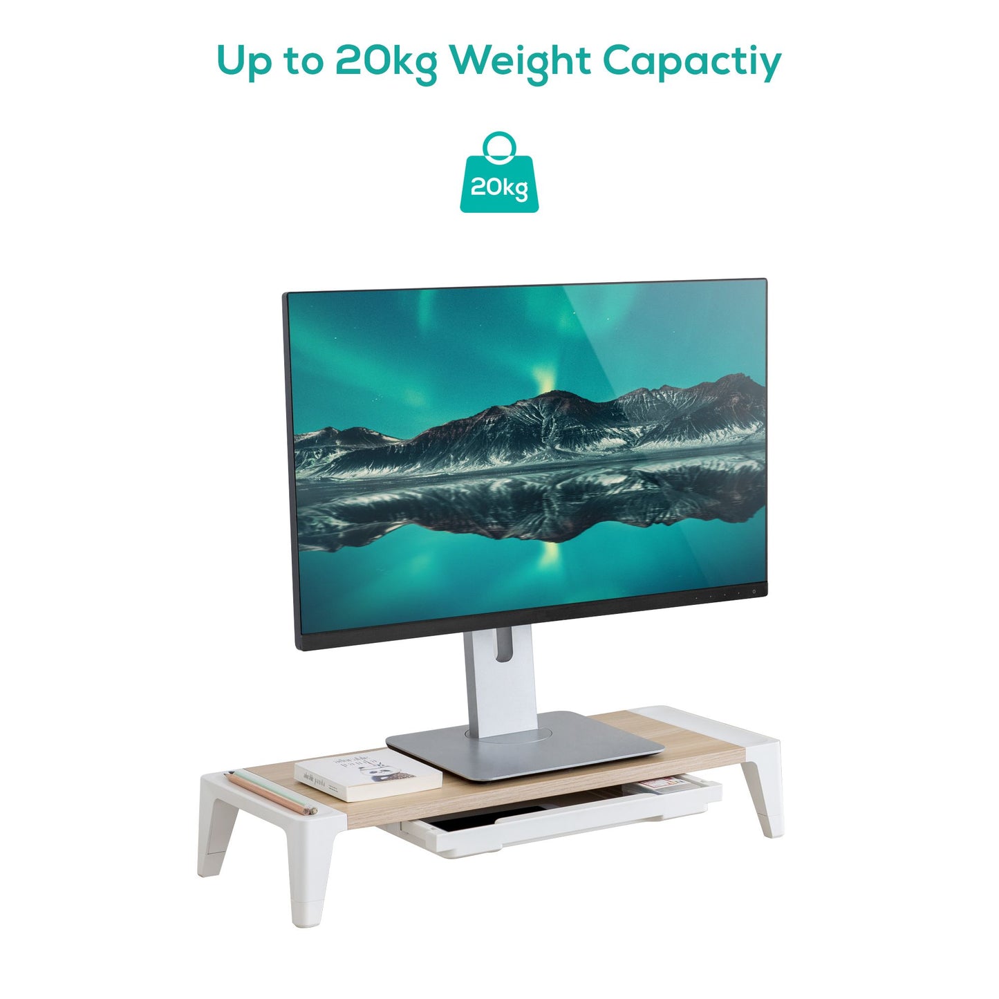 mbeat® activiva Eroglife Monitor Stand Riser with Storage Drawer -  Ergonomic D image 3