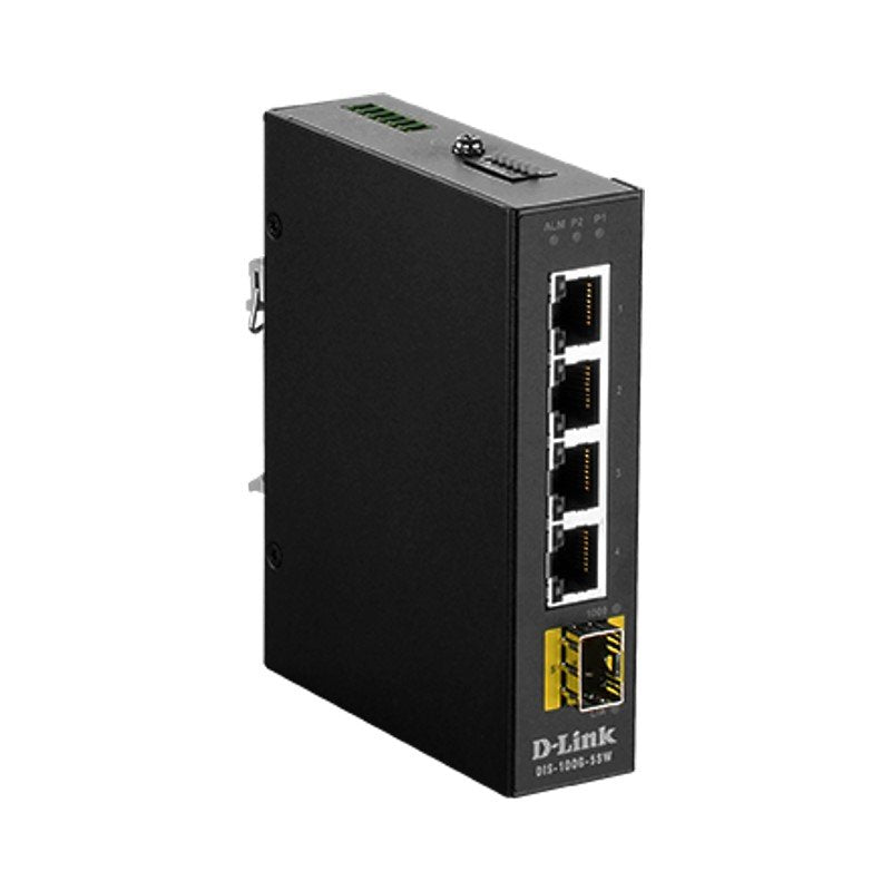 DIS-100G-5SW 5-Port Gigabit Industrial Switch with 4 1000BASE-T ports, 1 SFP por image 0