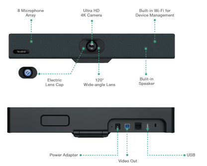 Yealink UVC34 All-in-One USB Video Bar, for Small Rooms and Huddle Rooms, Compat image 2