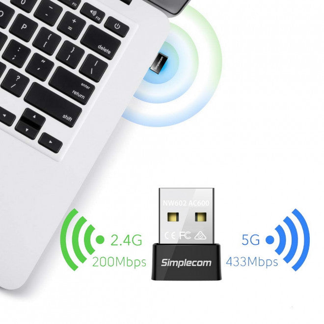 Simplecom NW602 AC600 Dual Band Nano USB WiFi Wireless Adapter image 2