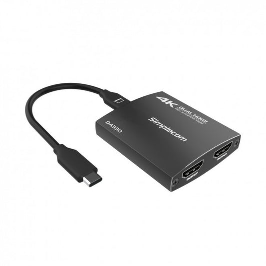 Simplecom DA330 USB-C to Dual HDMI MST Adapter 4K@60Hz with PD and Audio Out image 0