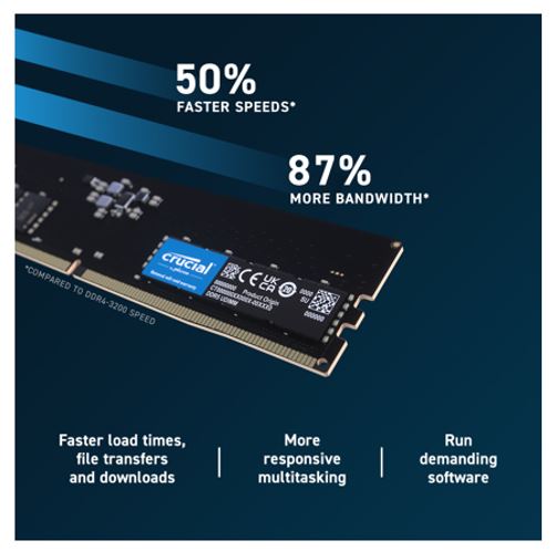 Crucial 8GB (1x8GB) DDR5 UDIMM 5600MHz CL46 Desktop PC Memory image 2