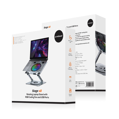 mbeat Stage S8 Rotating Laptop Stand with RGB Cooling Fan and USB Ports image 3