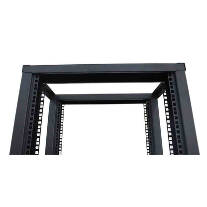 LDR Flat Packed 22U 2-Post Open Frame Rack, Black Metal Construction image 1
