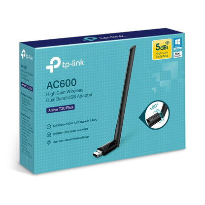 TP-Link Archer T2U Plus AC600 High Gain Wi-Fi Dual Band USB Adapter,433Mbps at 5 image 0