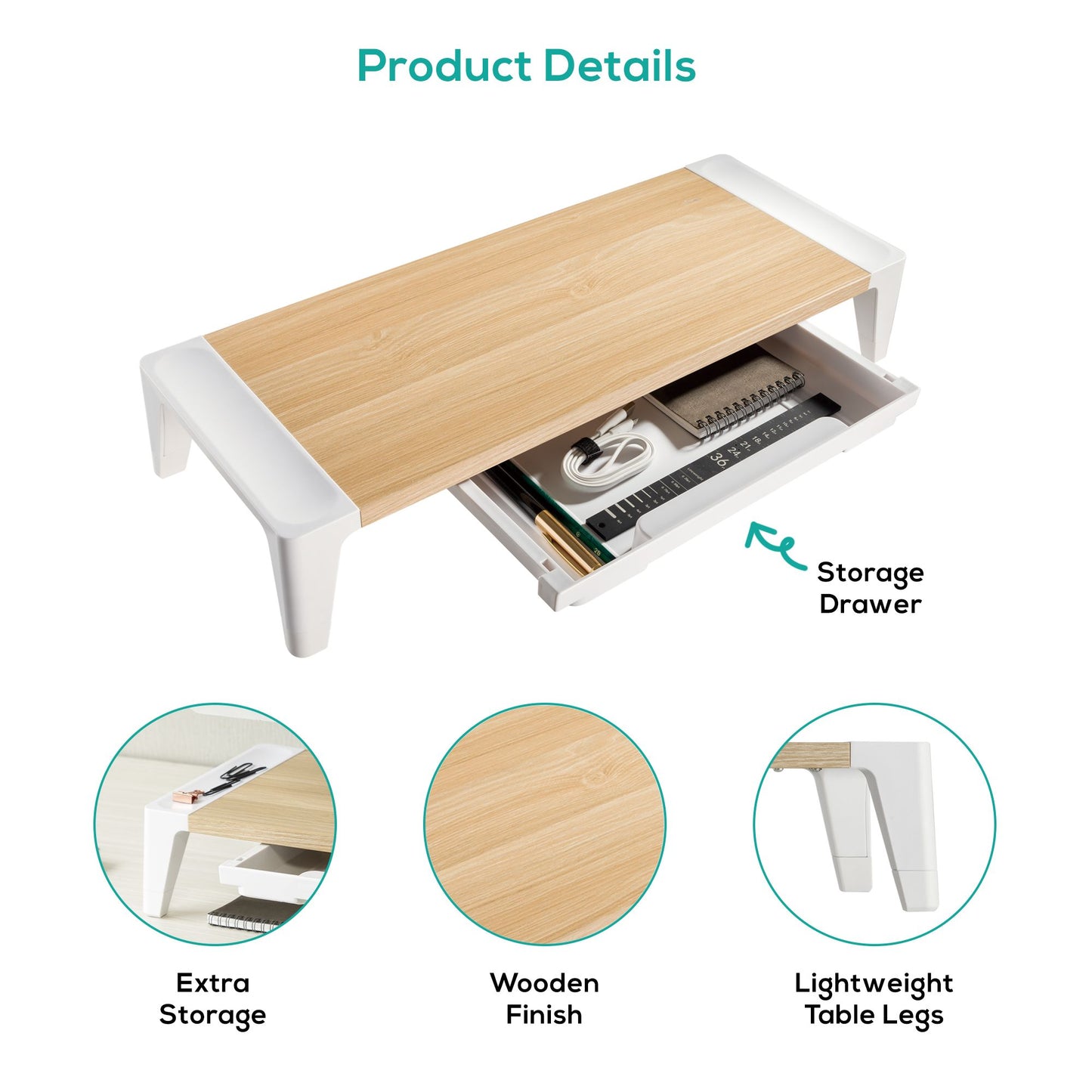 mbeat® activiva Eroglife Monitor Stand Riser with Storage Drawer -  Ergonomic D image 2